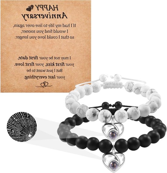 Provento - Hartprojectie armbanden voor mannen en vrouwen - liefdesarmbanden - Valentijn cadeaus - Partner liefde in 100 talen.