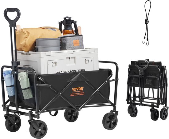 Pugsdrly Inklapbare opvouwbare strandkar, 2 cu. ft. strandkar met All Terrain 5" wielen, zware opvouwbare kar, 220 lb. laadvermogen, met bekerhouder, sportkar voor kamperen, winkelen van Merkloos	
