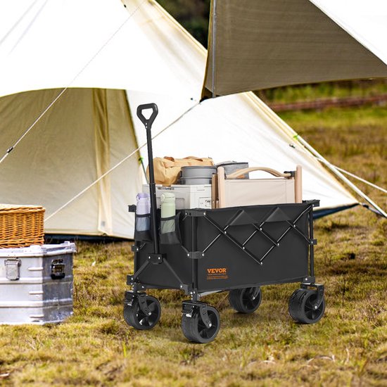 Pugsdrly Opvouwbare vouwfiets, 113 liter strandfiets met all-terrain wielen, zware vouwfiets, maximale belasting 250lbs met bekerhouder, camping, winkelen, tuin sportfiets van Merkloos	