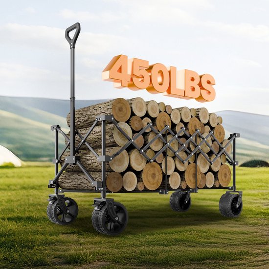 Pugsdrly Verlengde opvouwbare bolderkar 300L&450LB Heavy Duty opvouwbare bolderkar van Merkloos	