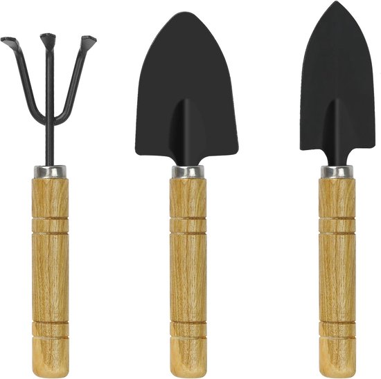 PULUZ 3 stuks mini-tuingereedschapsset, Handgereedschap voor Tuinieren, kleine tuingereedschapsset, houten handvat, handheld, mini schop, spade, hark, tuinset, gereedschap voor bon van Merkloos	