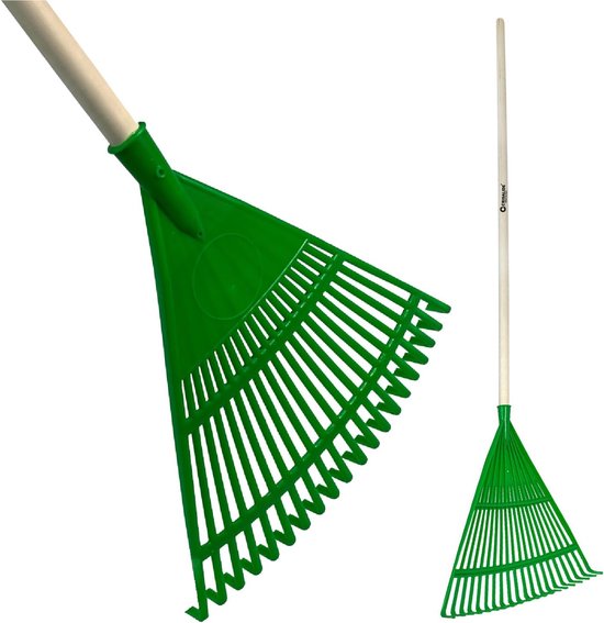 PVC Hark - Bladhark Tuin - Bladeren Verzamelen - Dubbele Versterkingsstang - 150 cm Handvat