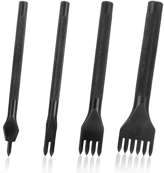 QIMEI-SHOP 4 mm DIY Perforator Gereedschap Naaien Gereedschap Staal Leer Gat Craft Veters Naaien Beitel Set 1/2/4/6 Tanden 4 Stuks van Merkloos	