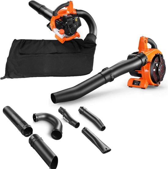 QIN® Bladzuiger met Opvangzak - Bladzuiger - Bladzuiger met Accu - Zwart Oranje - 50cm x 50cm x 28cm
