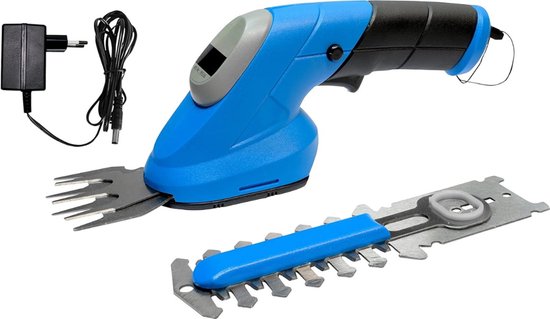 QIN® Grasschaar - Grasschaar met Accu - Grasschaar met Steel - Blauw - 37cm x 8cm x 11cm
