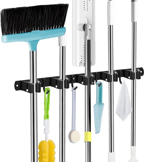 QTTVBTNA - Bezemhouder Wand – RVS 304 – Antislip Siliconen – Voor Bezem, Dweil & Tuingereedschap van Merkloos	