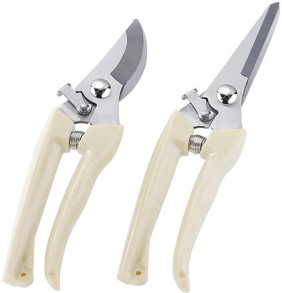 QTTVBTNA Tuin snoeischaar set - 2 stuks - Tuinscharen -1 bypass snoeischaar + 1 rechte tuinschaar - voor bloemen, planten, bonsai en fruit van Merkloos	