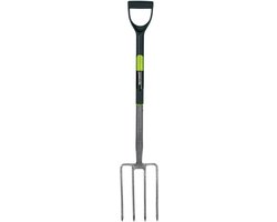 QUOVO® Woelvork - Tuinwoeler - Spitvork Met D-Greep - Grondwoeler Met 4 tanden – Tuinklauw - Bodembewerking - Groen/Zwart - 105cm x 21cm x 12cm