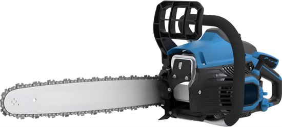 Quvo® Kettingzaag Benzine - Kettingzaag Accu - Boomzaag - Kettingzaag Electrisch - Zwart/Blauw - 43cm x 27cm x 28cm