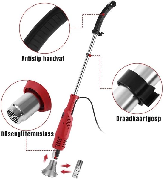 Quvo® Onkruidbrander Electrisch - Onkruidbrander - Electrische Onkruidbrander - 650 Graden - Rood - 240cm x 7cm x 95cm van Quvo