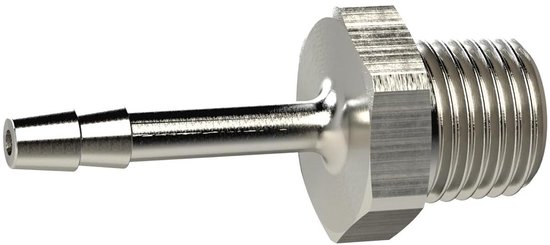 R 1/2 a., voor slang LW 8 mm, SW 24, messing niet; werkdruk max. 25 bar, bedrijfstemperatuur. Maximale 150 °C.