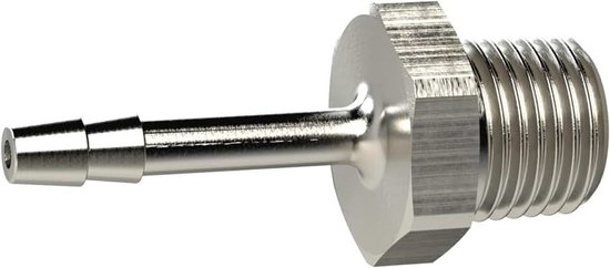 R 1/4 a., f. slang LW 10 mm, SW 17, messing niet; werkdruk max. 25 bar, bedrijfstemperatuur. Maximale 150 °C.