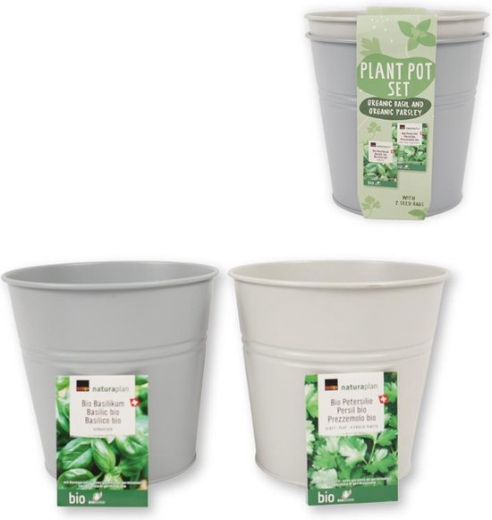 (R) Kweekset bio basilicum en peterselie 17 cm THT 2025 van Buzzy® Organics