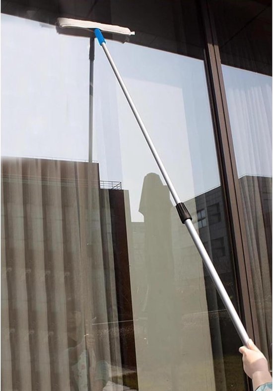 Raamtrekker met Telescoopsteel - Raamwisser Glazenwasser - Ramen Schoonmaken - Lichtgewicht Aluminium - Tot 6 meter - Zilver