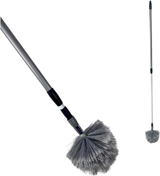 Ragebol met Telescoopsteel - Stoffer Plumeau Spinnenrager - Hoog Stof Verwijderen - Uitschuifbaar tot 175 cm - 175 cm - Grijs