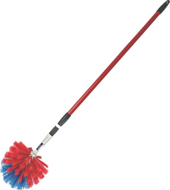 Ragebol Stofdoek - Spinnenweb Verwijderaar - Moeilijke Plekken Reinigen - Uitschuifbare Steel - 175 cm - Rood Blauw