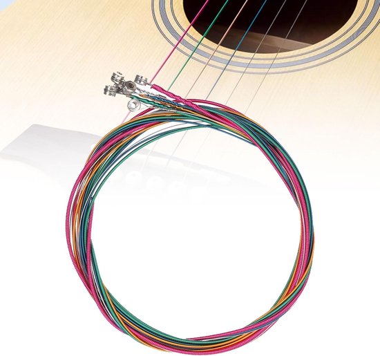Rainbow Colors Colorful Acoustic Guitar Sets - 6Pcs Musical Instruments Strings Replacement Set - Steel Chord Wires voor Beginners om te Leren en Oefenen van Merkloos	