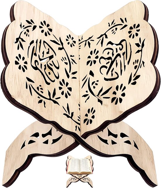 Ramadan Koran boekhouder - houder Koran heilige boekenstandaard - houten boekhouder opvouwbaar - moslim ramadan tafel ornament - Eid Mubarak decoratie van Merkloos	
