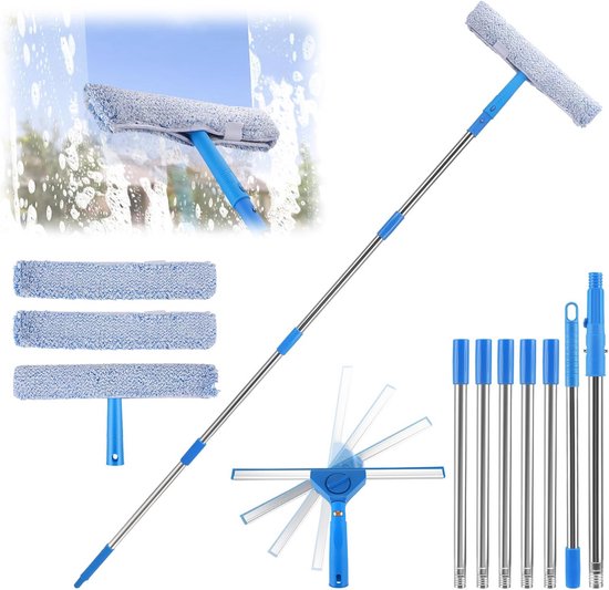 Ramenwasser telescopisch - Uitschuifbare ramenwisser - Raamtrekker met steel - Tuin