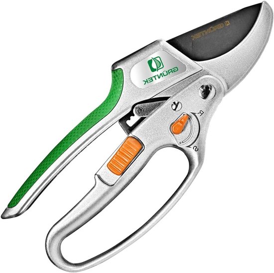 Ratchet Secateurs - Robust Anvil Shears with 3-Step Ratchet Function SK5 Knife Ergonomic Aluminium Handle - Durable Garden Tools for Precise Pruning of Branches and Roses from KAKADU. van Merkloos	