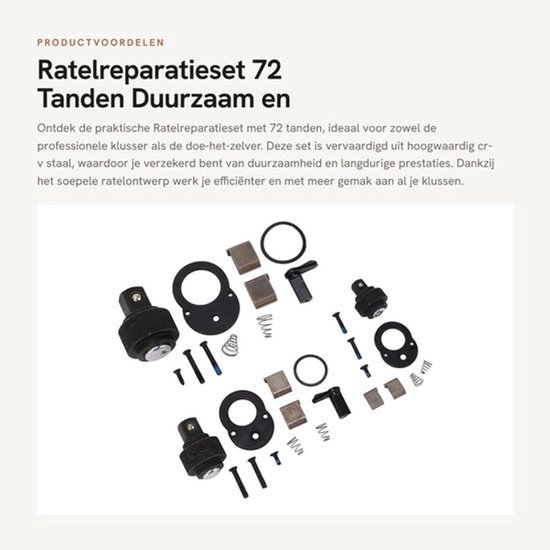 Ratelreparatieset 72 Tanden - Dopsleutelset - Moersleutelkoppen - Schroeven - Veren - Duurzaam CR V-staal