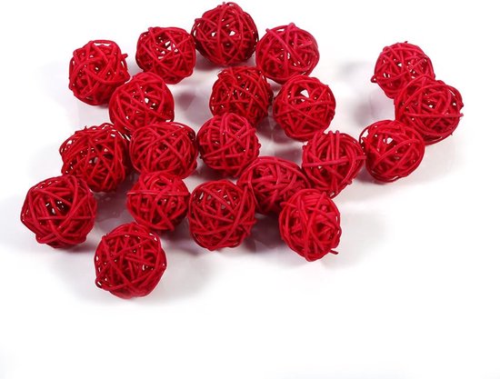 Rattan Ball, 5 Colors 20 Pieces Colorful Decorative Wicker Balls Ornaments for Table Wedding Christmas Birthday Party Decorations (Red) van Merkloos	