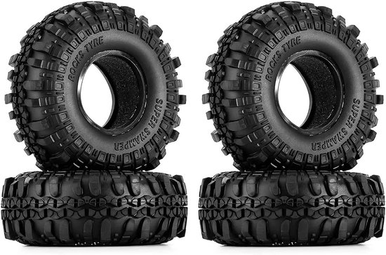 RC Crawler Banden 4 Stuks 1.9 Inch Rubber Off-Road Wielen voor 1:10 Modellen van Merkloos	