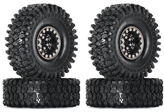 RC Crawler Bandenset 1.0 Beadlock Messing Velgen - Upgrade voor 1/18 en 1/24 Auto's van Merkloos	