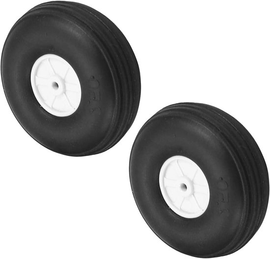 RC Vliegtuig Wielen - RC Banden PU Spons - RC Vliegtuig Onderdelen - Super Lichtgewicht - 63 mm Diameter - Zwart