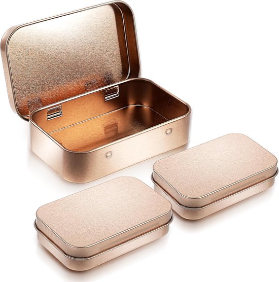 Rechthoekige Kleine Tin Dozen - 3 Stks Mint Tin Metalen Doos - Altoids Tin voor Snoep Sleutel Oorbel Coin Organizer (Rose Goud) van Merkloos	
