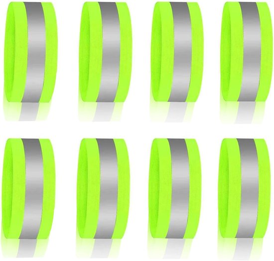 Reflective Safety Bracelet met Klittenbandsluiting voor Hardlopen - Fietsen - Wandelen - 8 Stuks Groen van Merkloos	