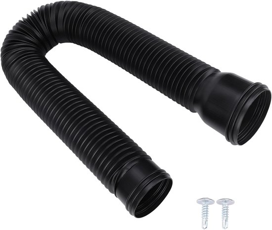 Regengoot afvoerverlenging - flexibele uittrekbare PE-afvoerverlenging - rekbare regengoten - valpijp - ronde dakgoot - afvoeraansluitset voor de meeste regenpijpen - zwart - waterafvoer - dakbedekking van Merkloos	