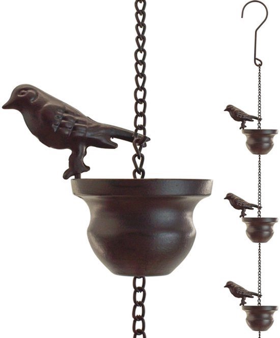Regenkettingen voor goten vogels regenketting goot adapter regengong voor buiten, metalen regenvanger goot ketting downspout voor zware regen