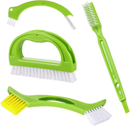 Reinigingsborstel Set - Multifunctioneel Schoonmaken - Badkamer Keuken - 4-in-1 Ontwerp - Niet gespecificeerd - Groen Wit Geel