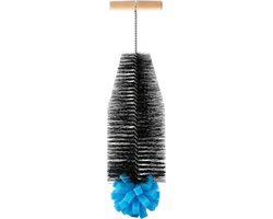 Reinigingsborstel voor SodaStream flessen, 35 cm, ergonomische handgreep, witte haren, groene spons