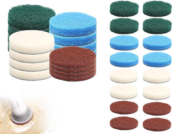 Reinigingsborstelset, universele reinigingspad voor elektrische reinigingsborstel, reinigingsborstel, compatibel met Bosch 6033, schuimkussen, keukendoek, microvezelpad