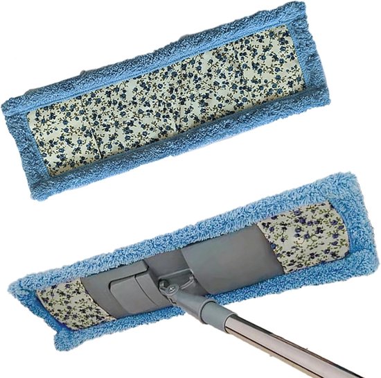Reinigingsmop Telescoopsteel - Huishoud dweil - Efficiënt Vloeren Schoonmaken - Draaibare Kop Hoeken - 135 cm Steel - Blauw
