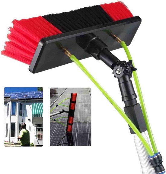 Reinigingspaal Set - Glasbewassing Telescoop - Hoge Oppervlakken Schoonmaken - Waterdoorvoer Systeem - 12 Meter Uitschuifbaar - Grijs