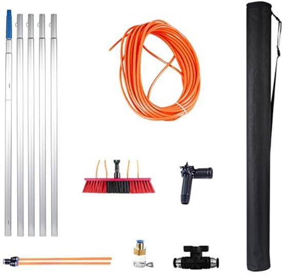 Reinigingsset met telescopische stang en dakborstel voor hoge ramen en zonnepanelen van Kinzo Garden