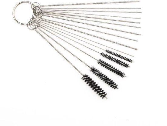 Reinigingsset voor Carburateur - Reinigingsgereedschapsset voor Motorfiets - Welder Reinigingsset - 10 Reinigingsnaalden + 5 Nylon Borstels van Merkloos	