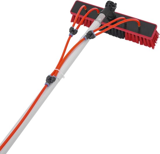 Reinigingsset Zonnepanelen - Raamwasser Telescoop - Hoog Schoonmaken - Lange Telescoopsteel - 8 Meter Bereik - Zilver Rood