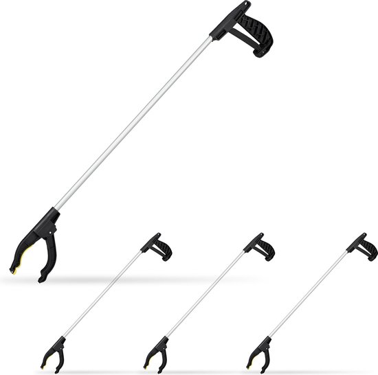 Relaxdays 4x grijper - grijpstok - afvalgrijper - grijphulp - grijparm - 76 cm - aluminium van Relaxdays