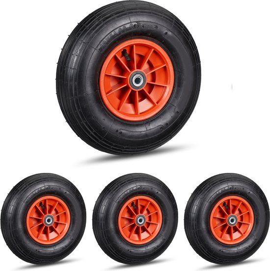 Relaxdays 4x kruiwagenwiel 4.00-6 - reserve wiel kruiwagen - luchtband - bolderkarwiel van Relaxdays