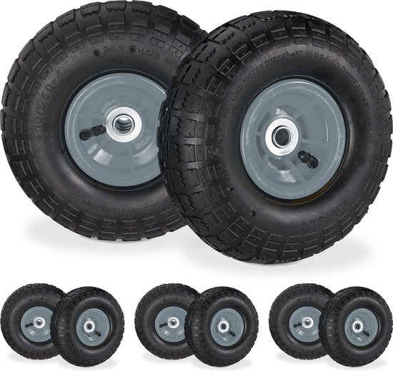Relaxdays 8x steekwagenwiel 260x85 - bolderkarwiel - luchtband - reservewiel - 4.1/3.5-4 van Relaxdays