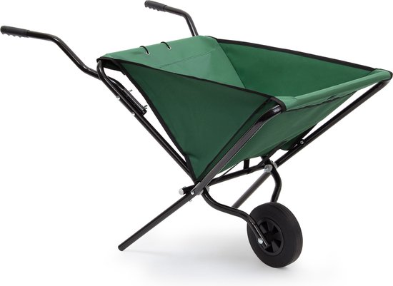 Relaxdays kruiwagen opvouwbaar - inklapbare tuinwagen - vouwkruiwagen - groen - 50 l van Relaxdays