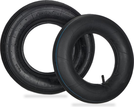 Relaxdays kruiwagenband met binnenband - set van 2 - 4.00-8'' - draagvermogen 125 kg - zwart van Relaxdays