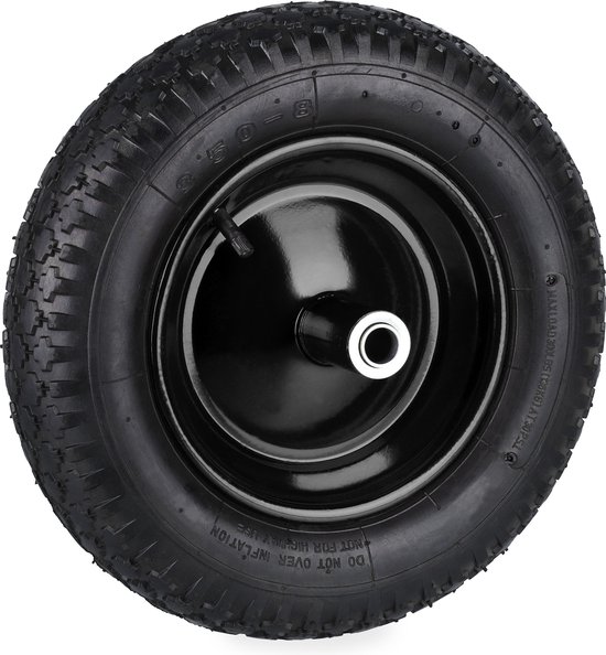 Relaxdays kruiwagenwiel - 3.50-8 - stalen velg - draagvermogen 100 kg - luchtband met autoventiel - zwart van Relaxdays