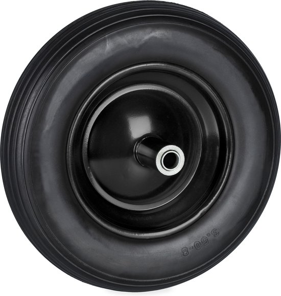 Relaxdays kruiwagenwiel - 3.50-8 - zonder lucht - rubberen band - stalen velg - tot 100 kg - zwart van Relaxdays