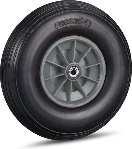 Relaxdays kruiwagenwiel 4.00-6 - rubber - kunststof velg - anti-lek - 100 kg - zwart-grijs van Relaxdays