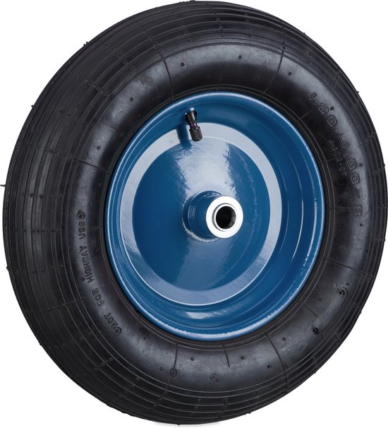 Relaxdays kruiwagenwiel - 4.80-4.00-8 - luchtband - 2 PR - stalen velg - tot 120 kg - zwart-blauw van Relaxdays